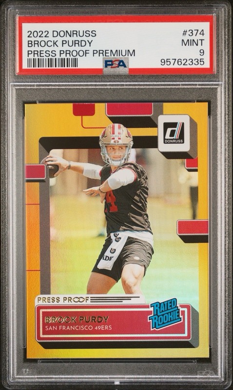 2022 Donruss - Rated Rookie Brock Purdy #374 Press Proof Premium RC PSA 9