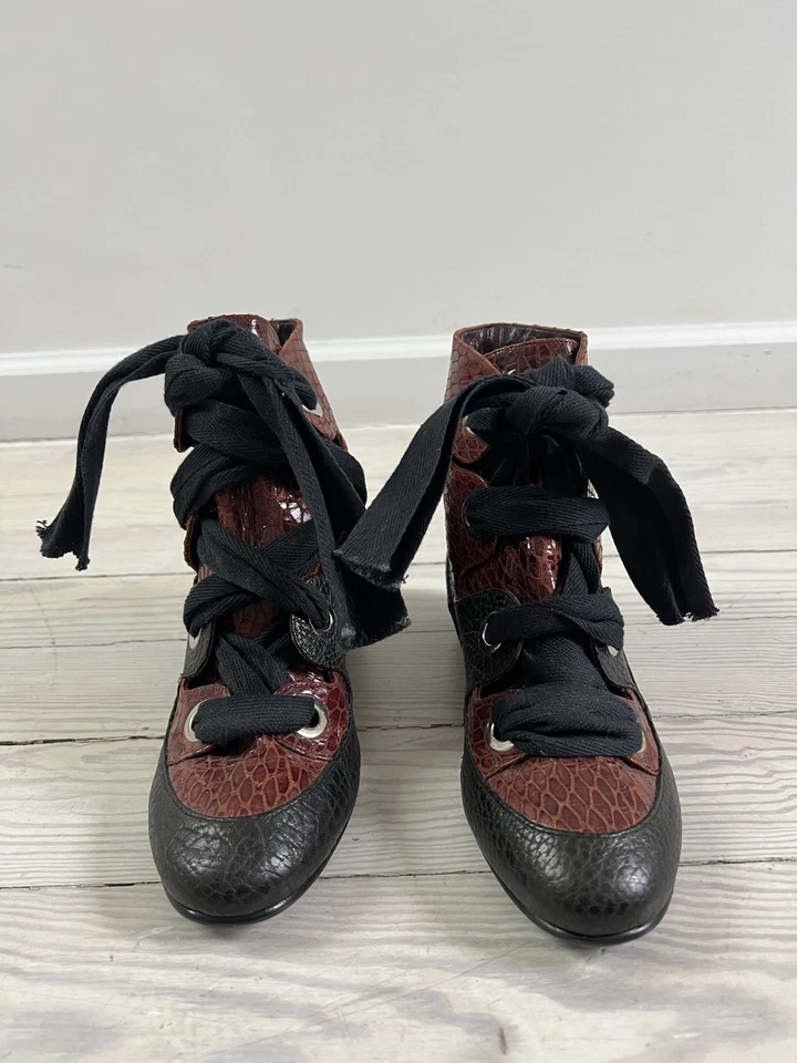 Vivienne Westwood Two Tone Leather Booties Sz 37 - Image 2 of 4