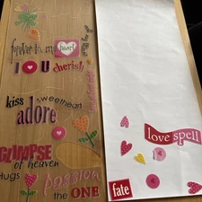 Vtg Me & My Big Ideas Glitter Rub On Stickers Love Adore Hearts Valentines Quote