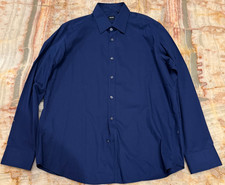 BOSS Hugo Boss Mens Button-Up Shirt Navy Blue Long Sleeve Outdoor Size XL