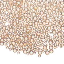 Iridescent Tiny Glass Bubble Beads, 0.4-3mm 10g No Hole, Round, Champagne