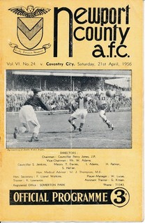Newport County v Coventry City 1955/1956 Football Programme