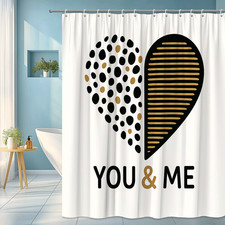 You Me Black and Gold Shower Curtain, Fun Decorative Bathroom Accessory