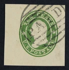 CKStamps: US Cut Square Stamps Collection Scott#U33 Used Diagonally Laid Paper