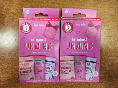 2-3 Packs: Que Bella be mine & Unwind Face Mask Sets -   E15D