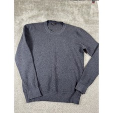 Quince Mens Charcoal Grey Organic Cotton Cashmere Waffle Knit Crewneck Sweater L