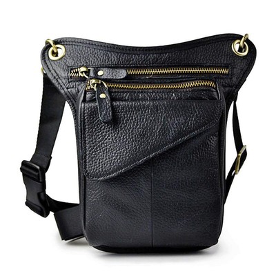 Leather Waist Pack Drop Leg Bag for Men Women Belt Bumbag Multi-Purpose Motor...