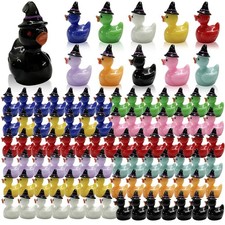 100PCS Mini Resin Duck with Hat Halloween Tiny Duck Figurines Resin Ducks Bul...