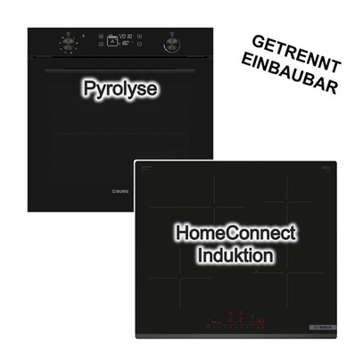 Herdset Pyrolyse Bockofen +BOSCH Induktionskochfeld HomeConnect Bräterzone