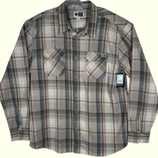 Salty Crew Daybreak Flannel Men's XXL Sandstone Plaid Long Sleeve Shirt