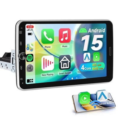 10" Android 15 4+64GB Carplay Autoradio GPS Navi 1 DIN 360° Drehbar Bildschirm - Bild 1 von 4