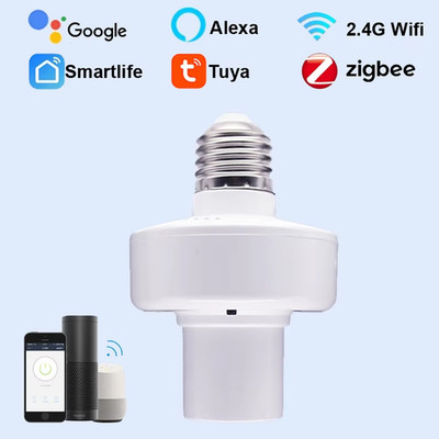 Tuya WiFi Smart Lamp Socket Zigbee Light Holder Adapter On Off Timing Countdown 