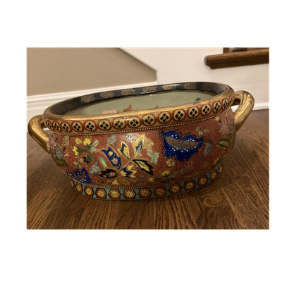 Vintage Moriage Satsuma-style porcelain foot bath 