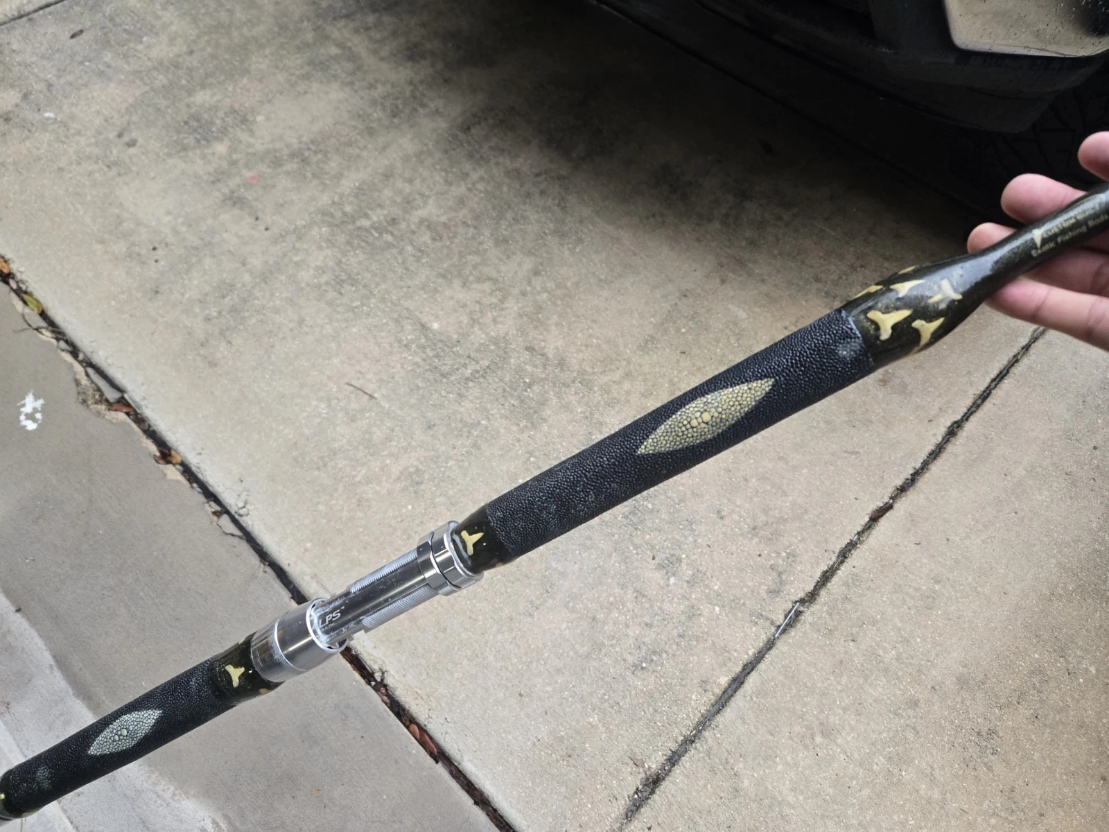 Custom Built Exotic Fishing Rod Shark Teeth Stingray Grip 6'3 Pole Big Game