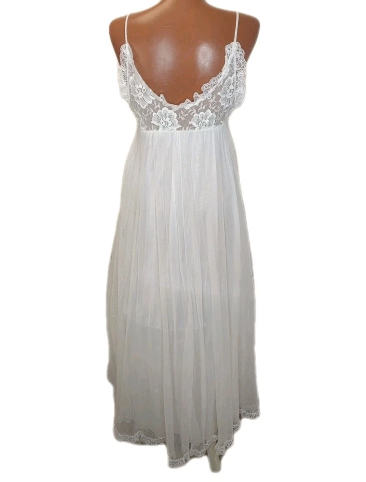 Tosca Lencería Chifón Nylon Vestido Sin Mangas Mujer Med Transparente Floral Encaje EE. UU. De Colección Años 50 Foto 3 de 4