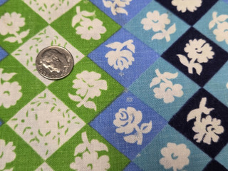 BEST Vintage Feedsack Flour Sack Fabric Floral Blue Green 40s Era Quilt Remnant