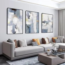 Wall Art Set of 3 Boho Natural Simple Black White for Living Room Bedroom Lar...