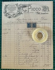Rare invoice packs of shirts C.PICCO-Via Po,4-Turin 1918