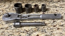 Craftsman 1940s BE Early 1/2 Ratchet + BE Extension & 4 Sockets