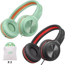 SIMOLIO 2 Stück Kopfhörer mit Kabel, Over Ear Kopfhörer mit Mikrofon SM 904