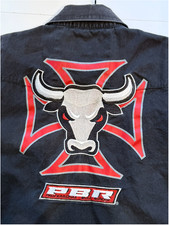 Official Wrangler PBR Professional Bull Riders Red Embroidered Western Shirt L
