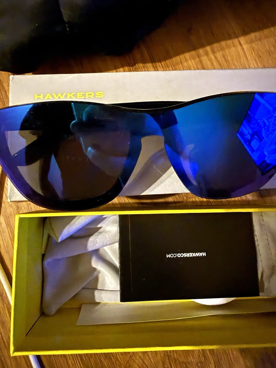 Hawkers Herren Sonnenbrille schwarz blau verspiegelt quadratisch inkl. Box