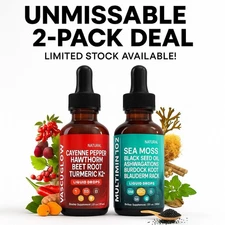 2-PACK Sea Moss & VascuGlow Drops 2-Pack | Liquid Multivitamin Herbal Supplement