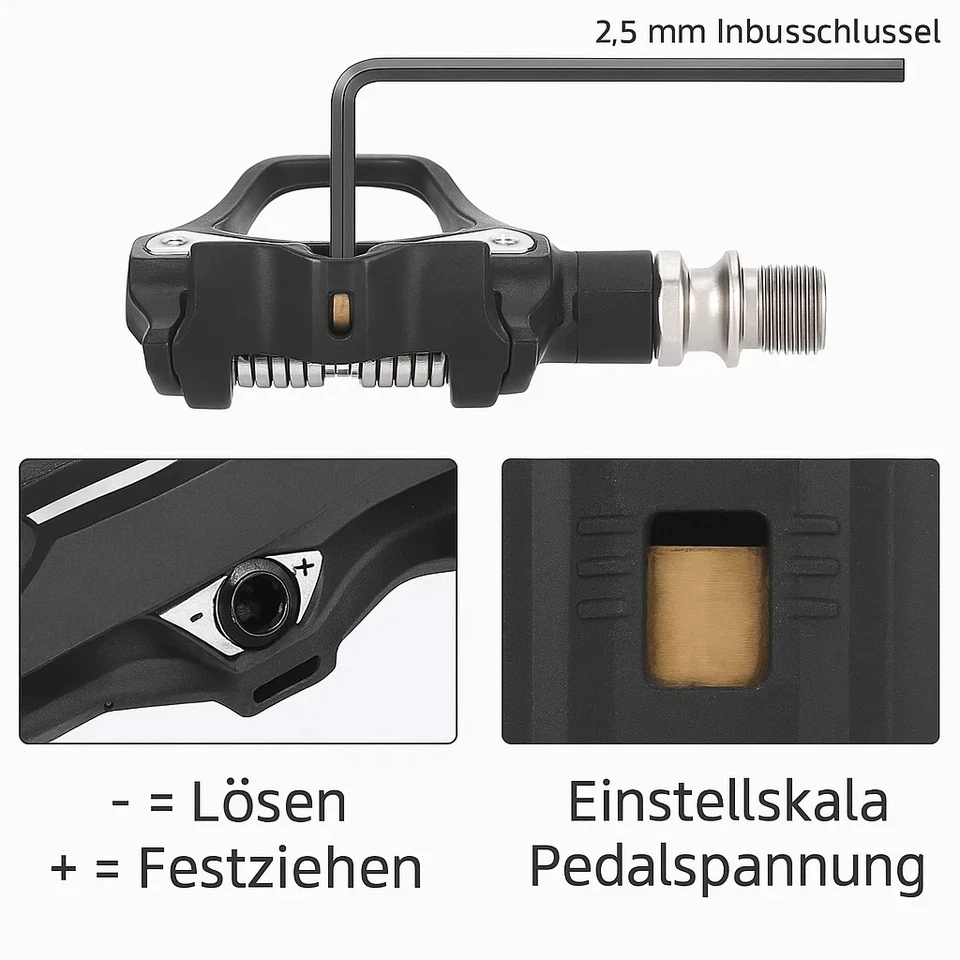 MTB Klickpedal 9/16" passend für Shimano SPD-SL R8000 Rennrad Gravel Rennrad - Bild 3 von 4