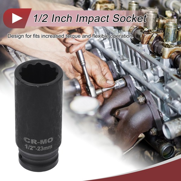 "Schlagschrauber SteckschlüSseleinsatz 1/2\" Antrieb 23Mm 12-Punkt Hartstahl 1Pc"-image