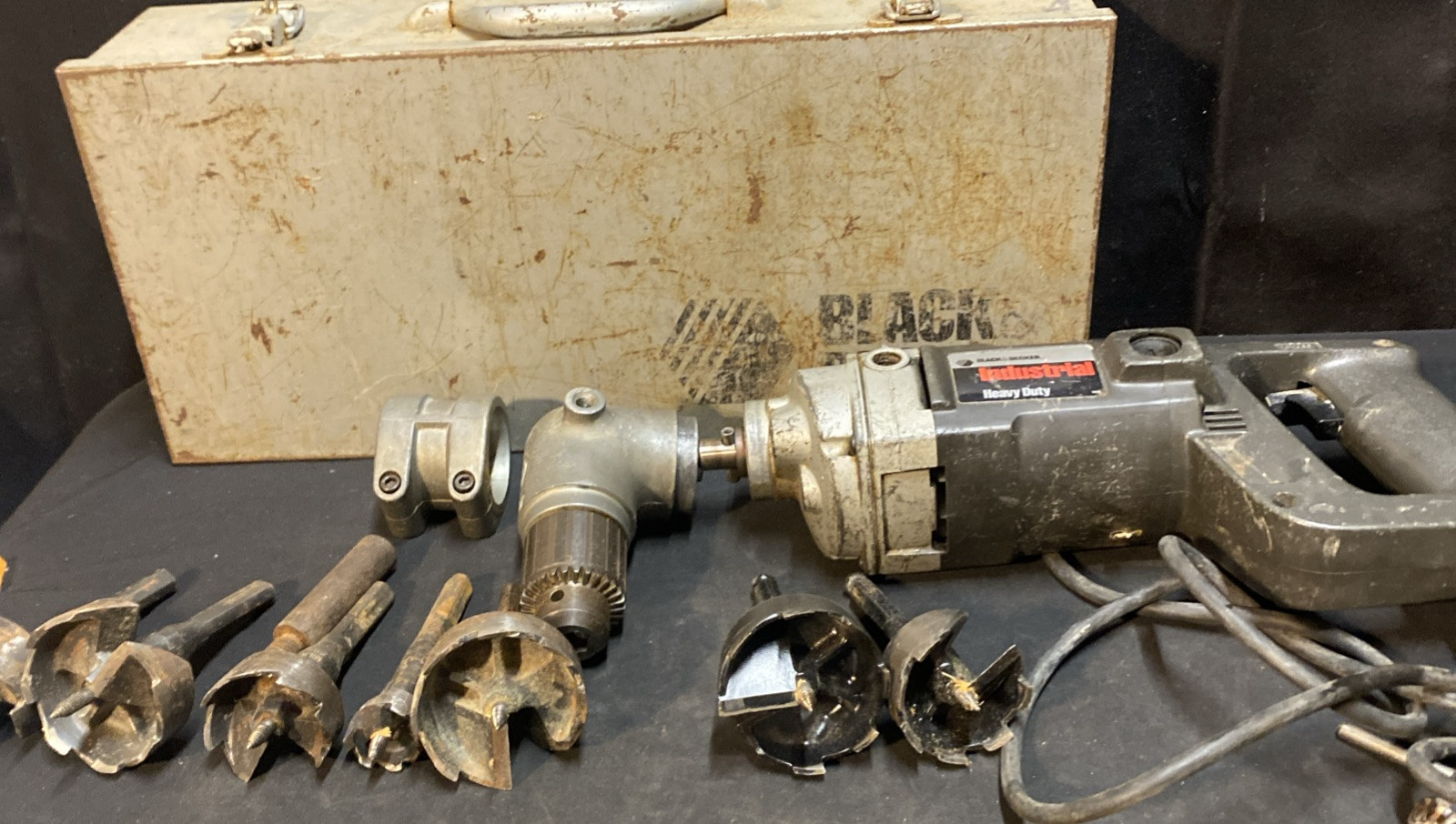 Black And Decker Right Angle Drill 1348 Working Needs Repair W Case And Bits