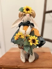 Primitive Bunny Doll Handmade Country Rabbit – Farmhouse Fall Decor Rustic Doll