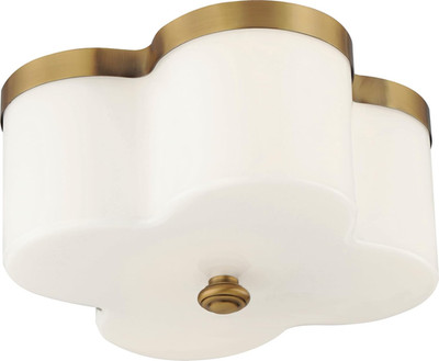 Clover 2-Light 13'' Flush Mount Ceiling Fixture - Aged Brass Finish