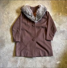 Women s Brown Vintage Fox Fur Union Made Jacket Coat Size Large Made In USA