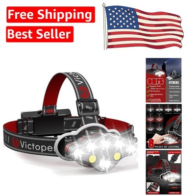Versatile 8-Mode LED Headlamp - Lightweight & USB Rechargeable for Adventures