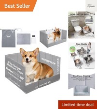 No-Spill Dog Litter Box with Clips - Travel-Friendly Potty Tray for Medium Dogs