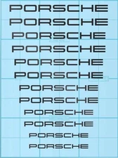 Porsche Factory Spec'd Brake Caliper Decals (6 sizes, 12 Decals) - Black