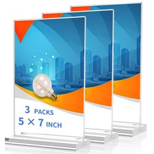 Svalor Acrylic Sign Holder 5x7  3 Pack Vertical Clear Display Stand 65292