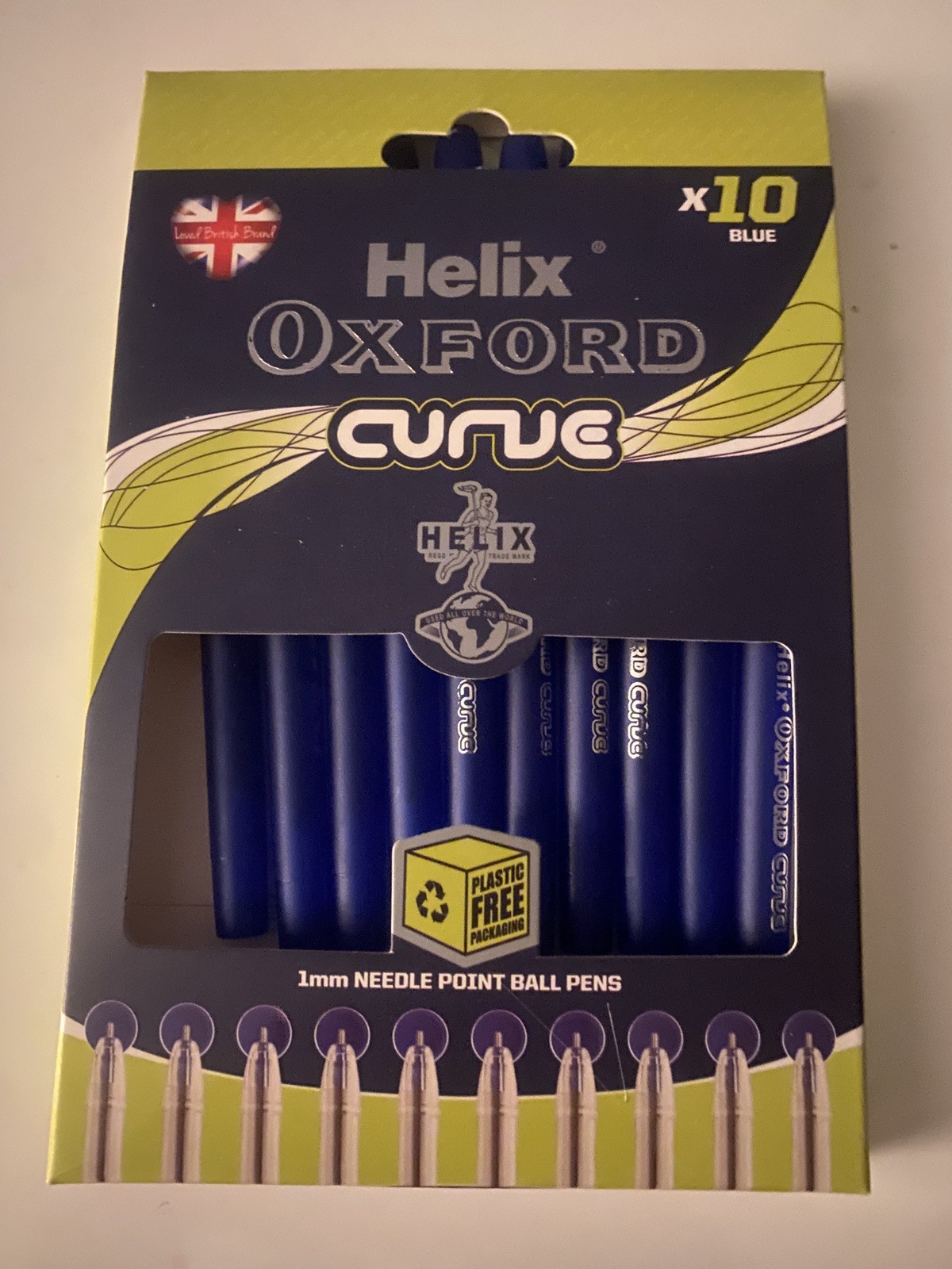 Helix Oxford Curve Needle Ballpoint Pens Blue Ink x10 Pack Back to School