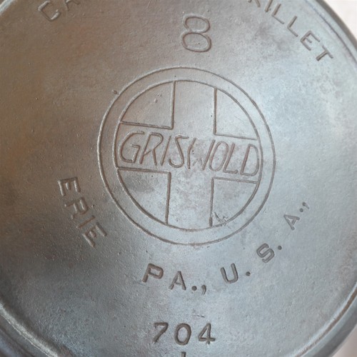 Vtg / Antique GRISWOLD # 8 Large Slant Logo 704 E CAST IRON SKILLET Pro Cleaned