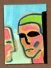 ACEO Original Painting Abstract Surreal Outsider Art Mixed Media OOAK