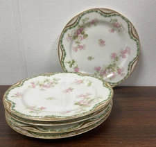 Set of 5 Haviland Co. Limoges France Hand Painted Schleiger Gold Rimmed Plate