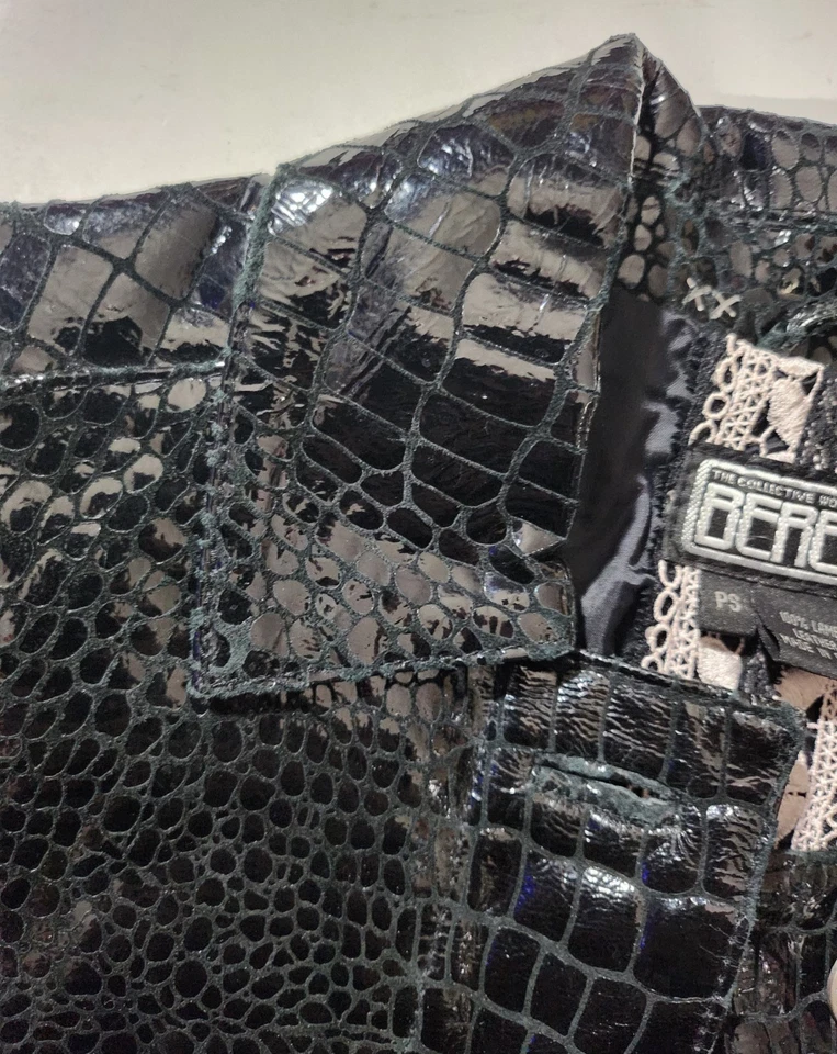 Chaqueta de cuero vintage Berek 2 cocodrilo en relieve talla PS pequeña Foto 4 de 4