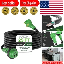 30 Amp 25 Foot RV Power Extension Cord, Heavy Duty STW Cord with LED Power In...