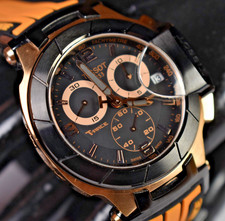 Tissot T-Race Chronograph T048417 Rose Gold Men's Watch NEW BATTERY/BAND