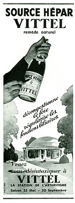 Alte Reklame Vittel Wasser Quelle Hépar 1935 aus Zeitschrift