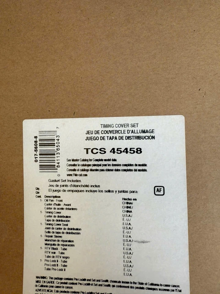Junta de cubierta de distribución del motor Fel-Pro TCS 45458 para Jeep Wrangler 2001-2006 Foto 2 de 2