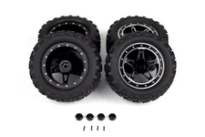 Set of 4 Wheels CNC Aluminum Rim w/ Tires for Traxxas Hoss 4x4 VXL 1/10 12mm