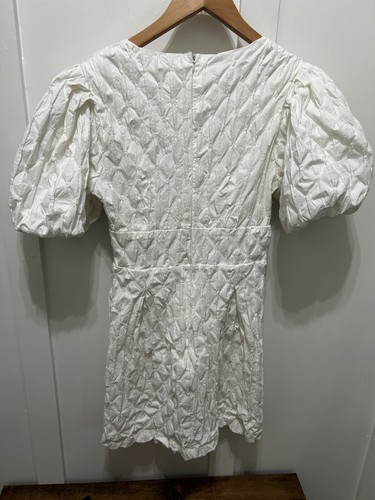 Vestido Storia Blanco Manga Abullonada Mini Talla M Verano Boda Novia Graduación - Imagen 7 de 11