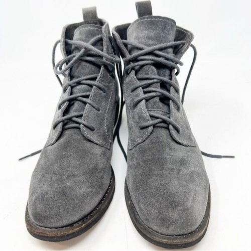 DOLCE VITA SEEMA GRAY ANTHRACITE SUEDE LACE UP BOOTIES WOMENS SZ 7 - Picture 2 of 6