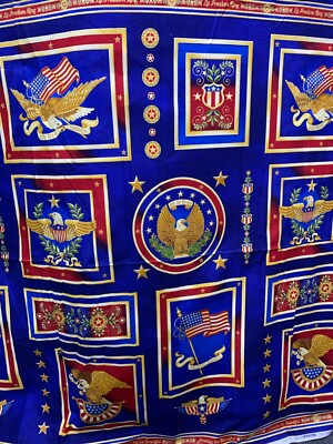 AMERICAN FLAG EAGLE FREEDOM Print 100% Cotton Fabric (45 in.) Sold BTY